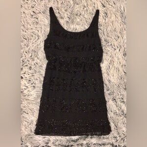 Alice + Olivia black beaded flapper inspired party dress